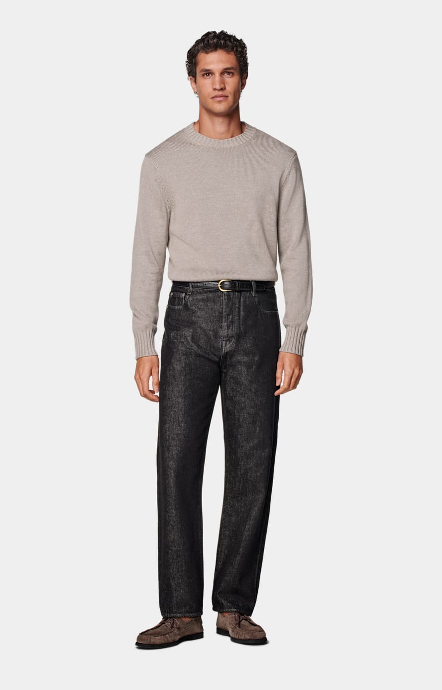 Dark Grey Straight Leg Jeans
