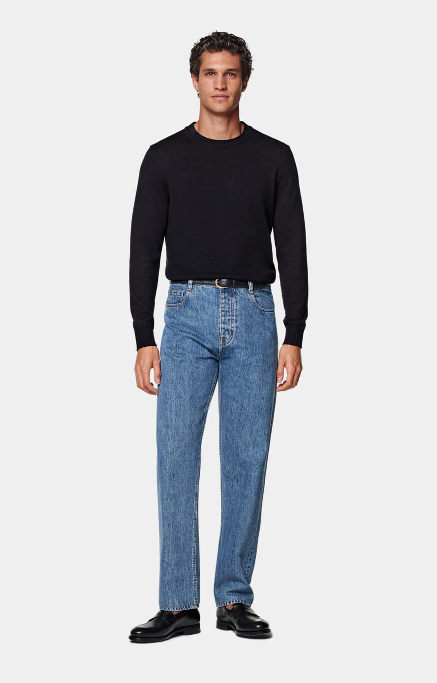 Mid Blue Straight Leg Jeans