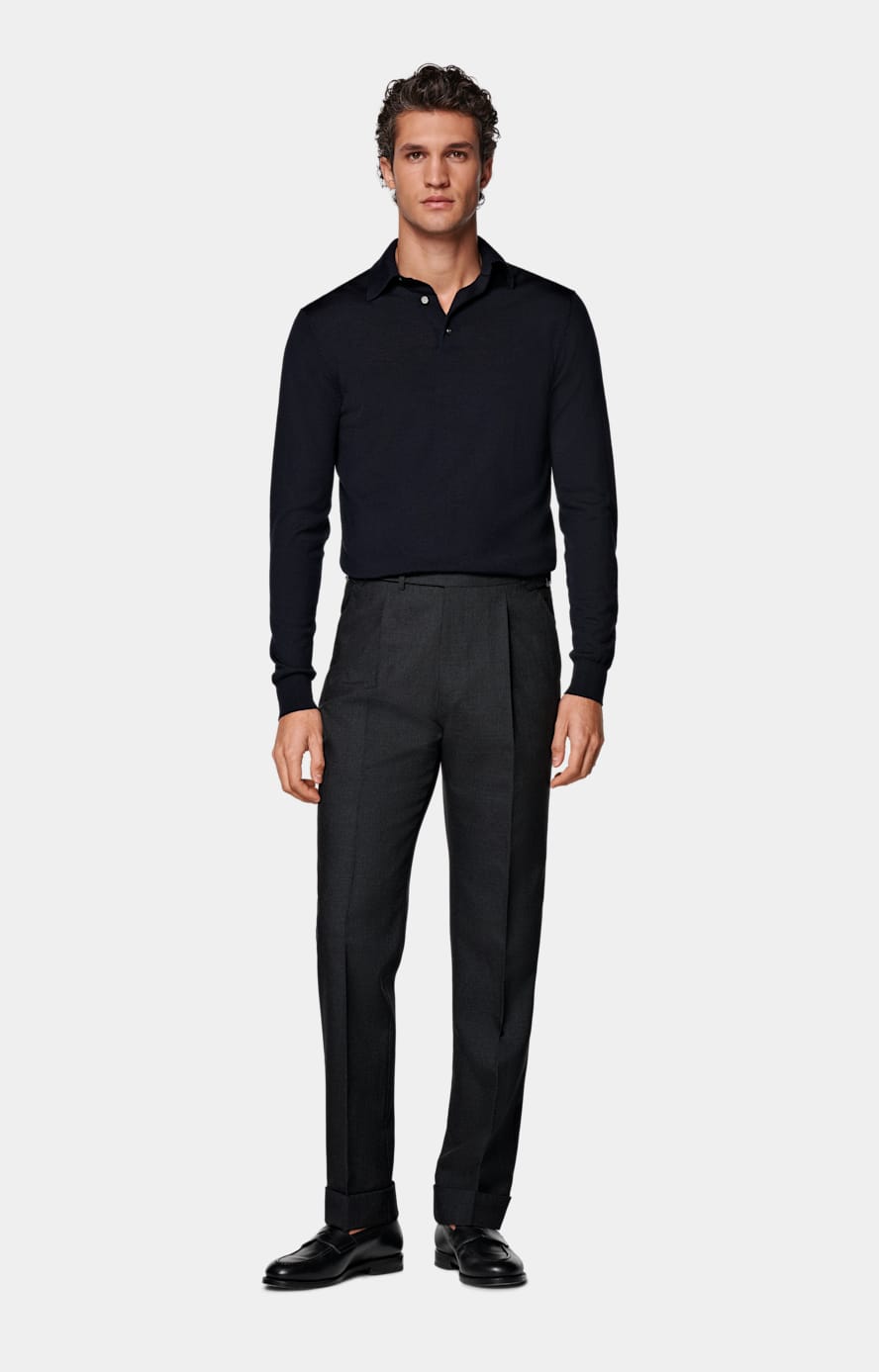 Dark Grey Slim Leg Tapered Trousers