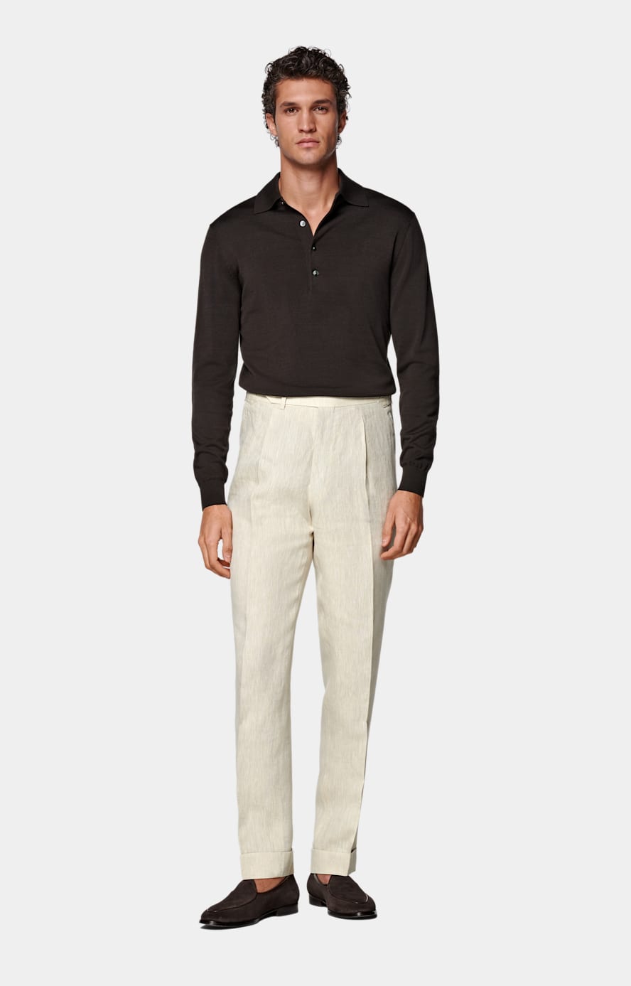 Dark Brown Long Sleeve Polo