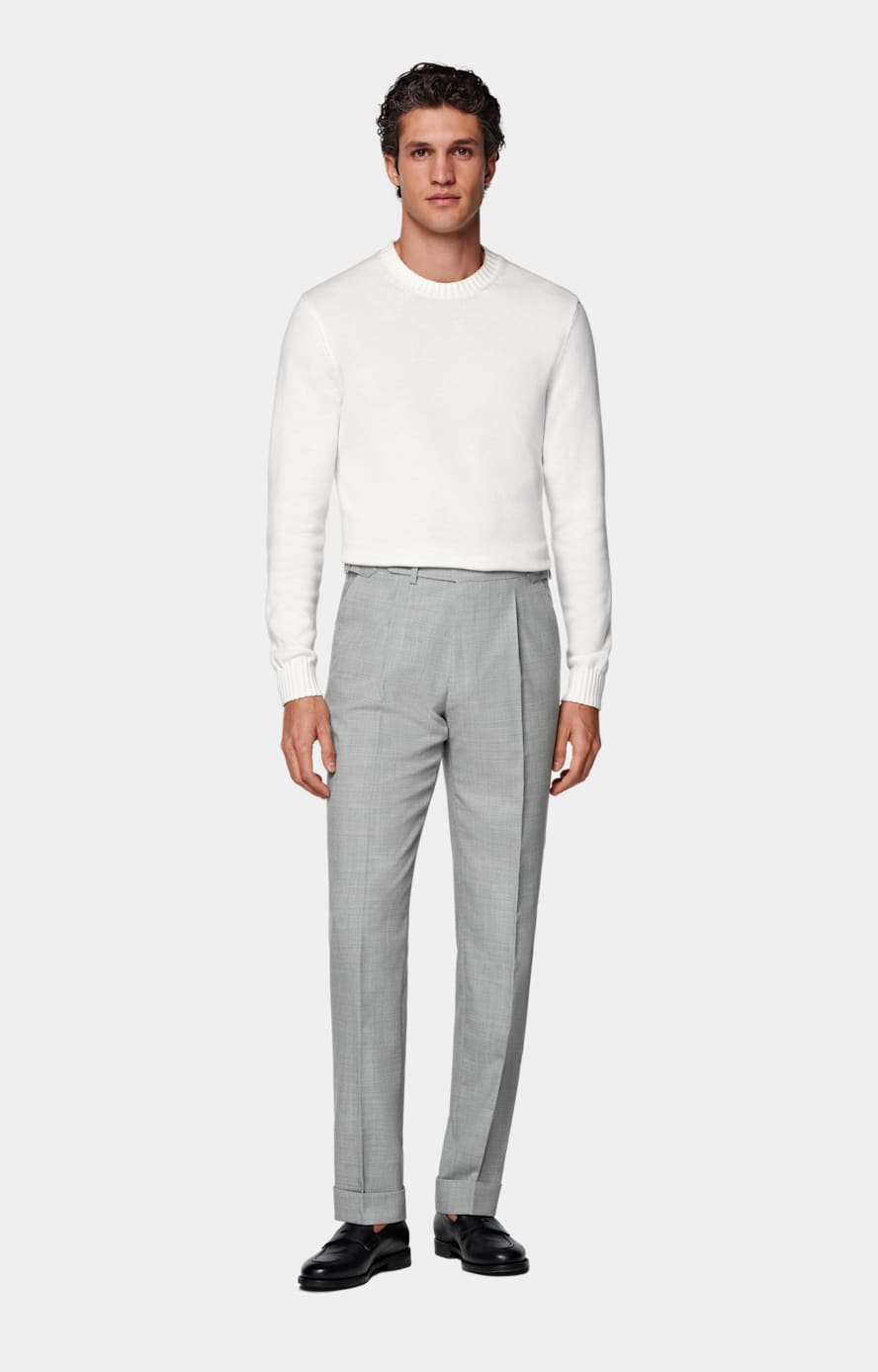 Light Grey Slim Leg Tapered Trousers