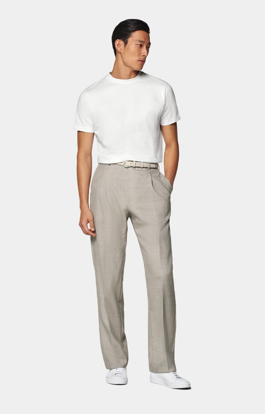  Light Taupe Wide Leg Straight Pants
