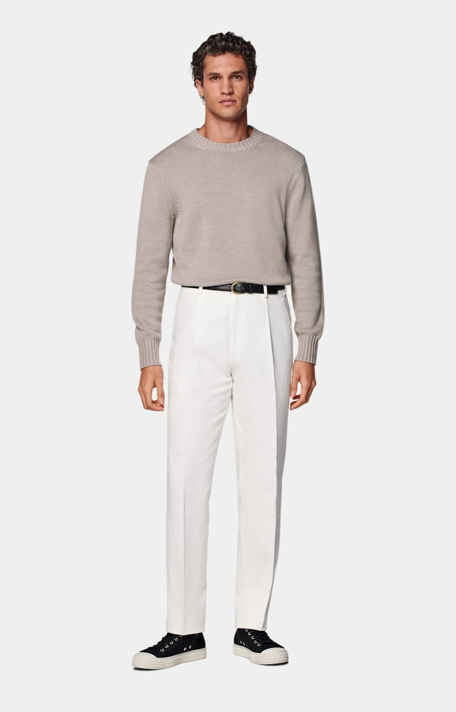 Off-White Wide Leg Tapered Trousers