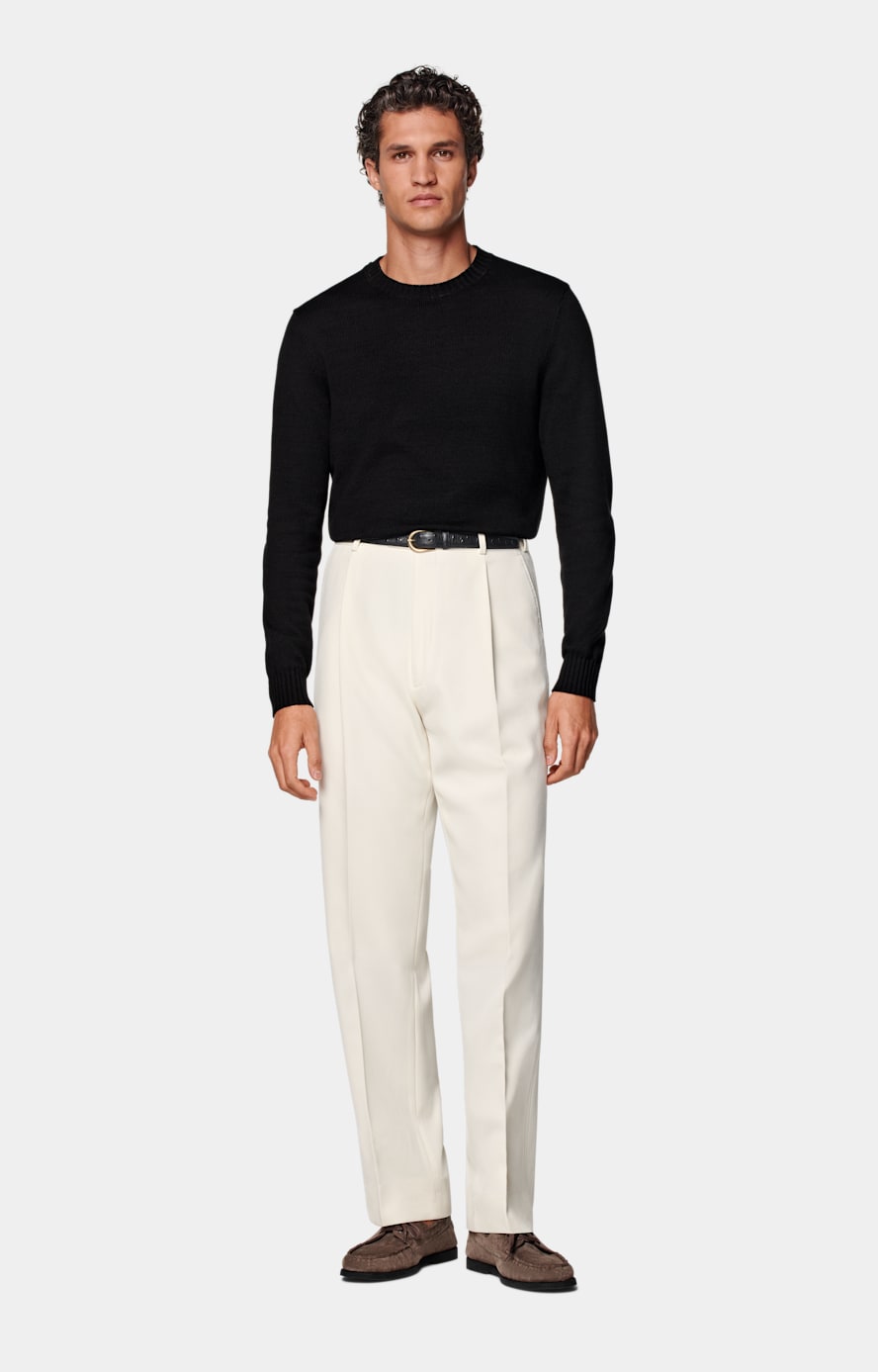 Off-White Wide Leg Straight Trousers