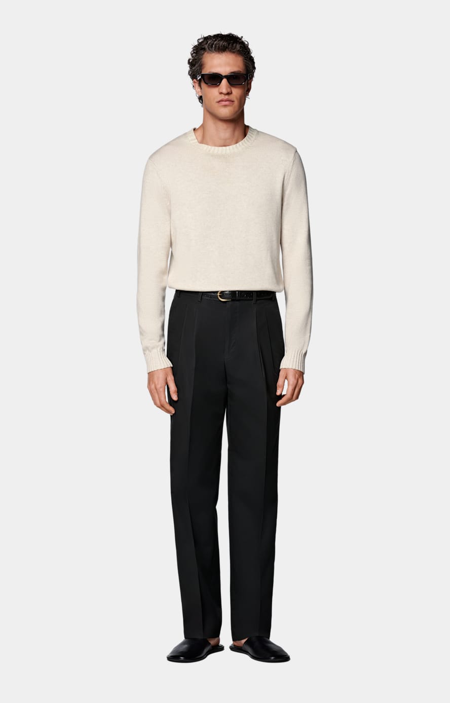 Black Wide Leg Straight Chinos