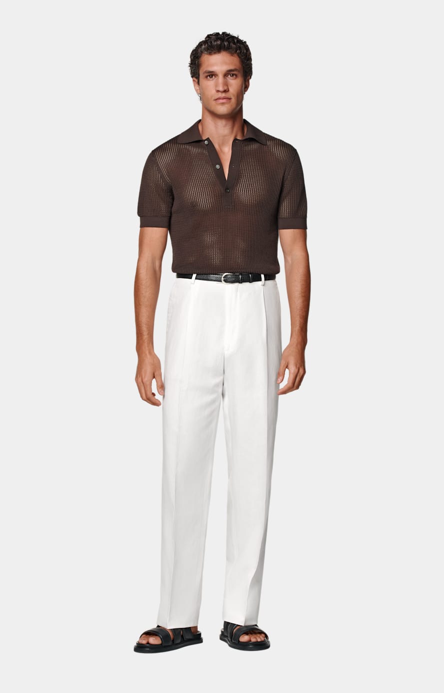Off-White Wide Leg Straight Trousers