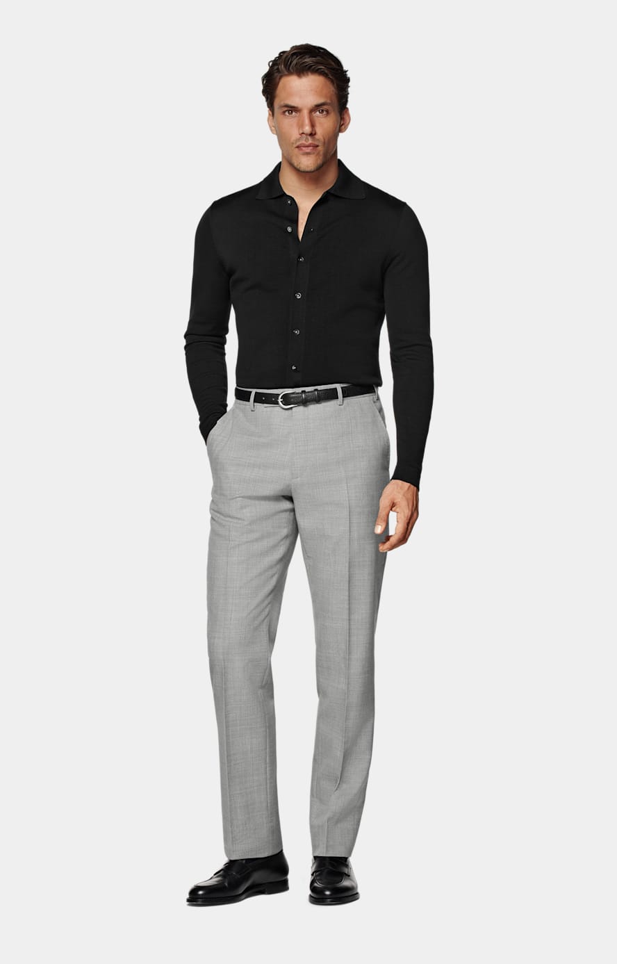 Black Long Sleeve Polo Cardigan