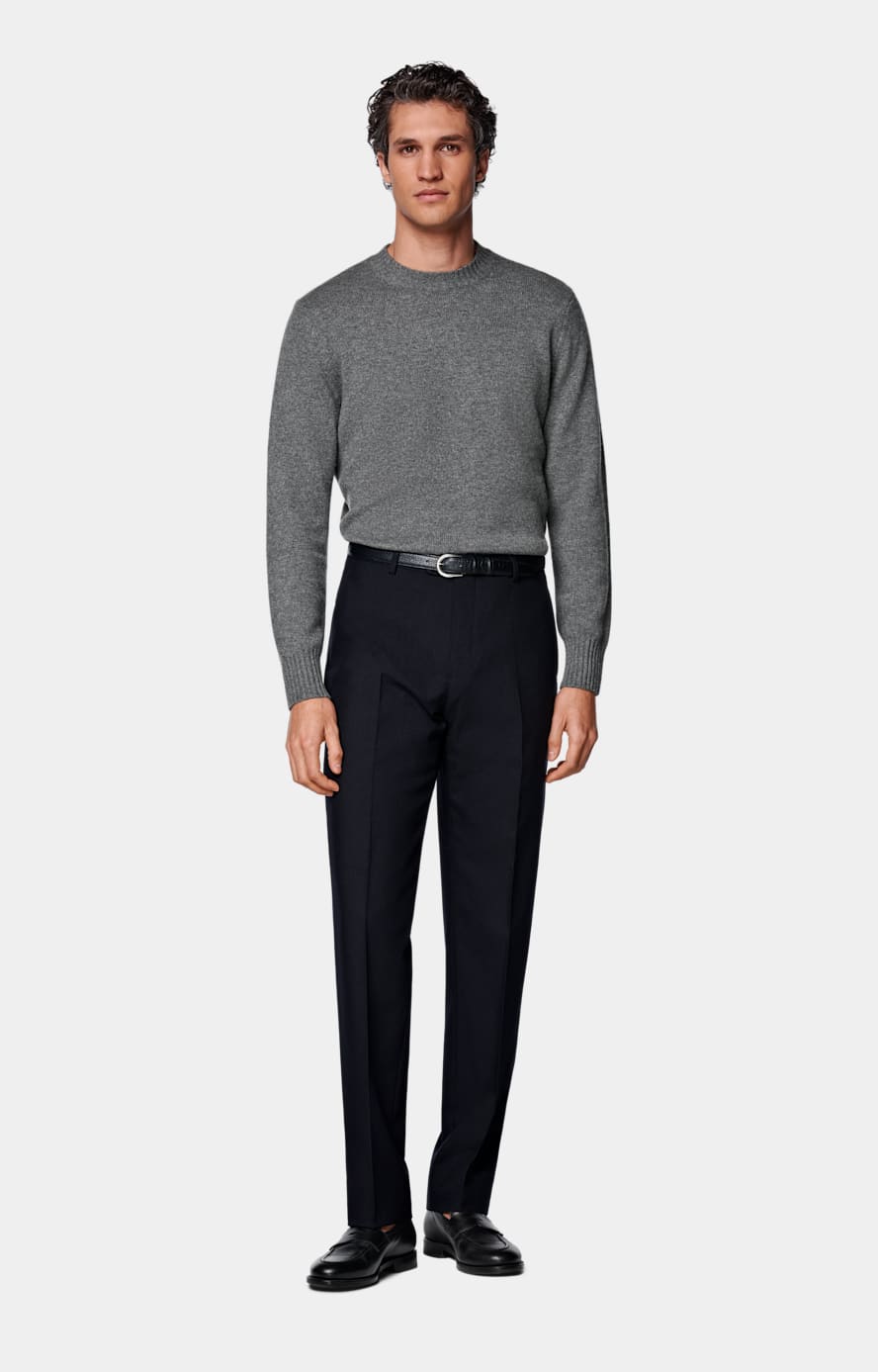 Navy Straight Leg Suit Trousers