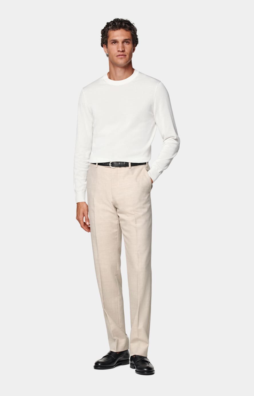 Sand Straight Leg Suit Trousers