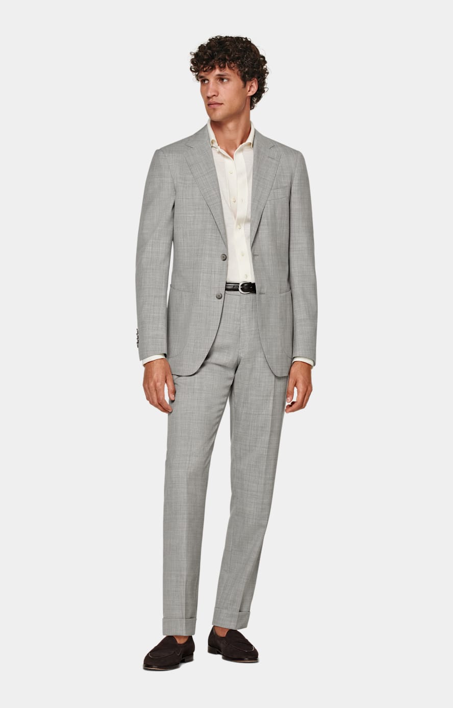 Light Grey Slim Leg Tapered Suit Trousers