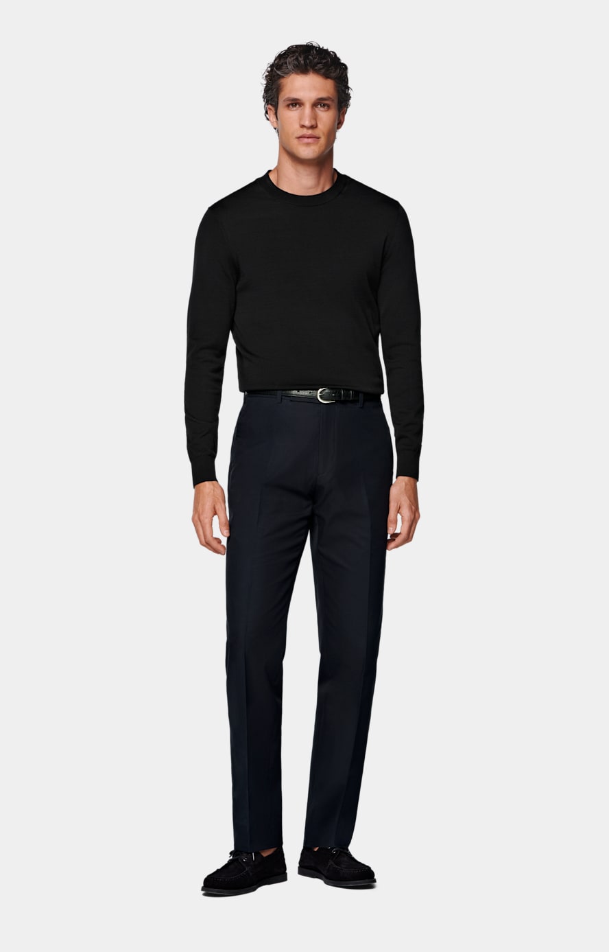 Navy Merino Long Sleeve Polo Cardigan