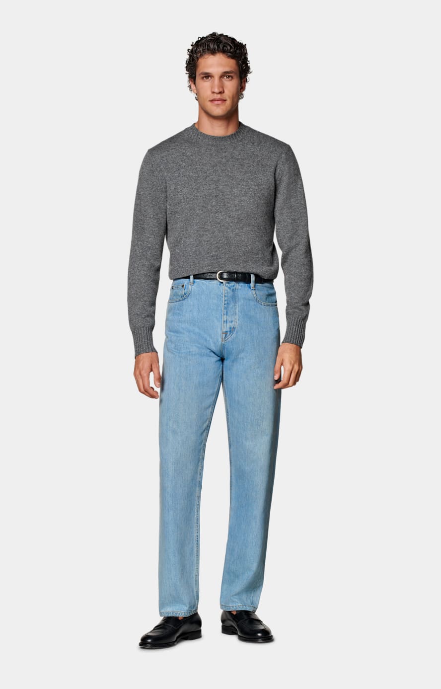 Light blue straight leg jeans deals