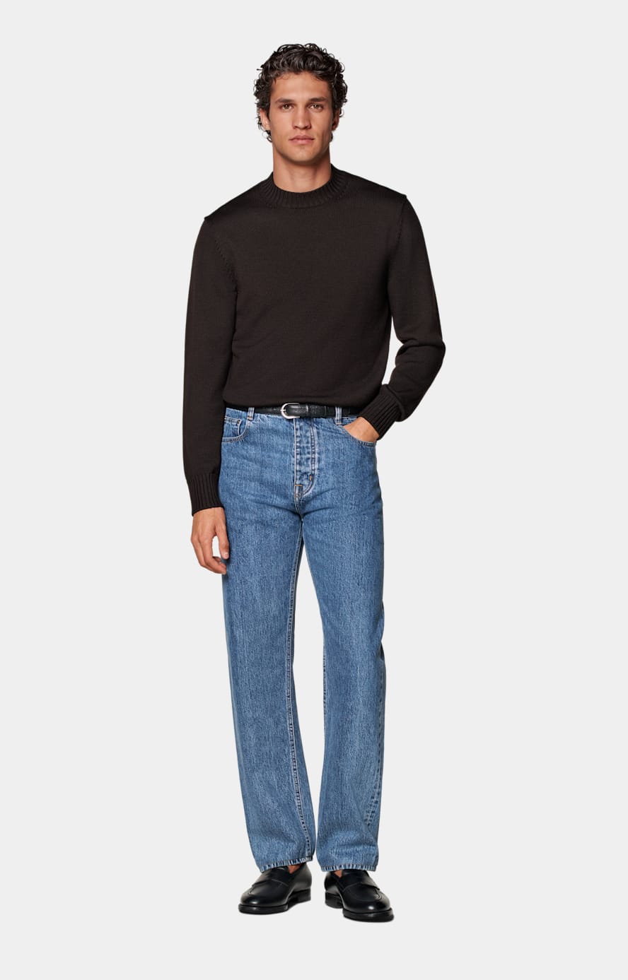 Girocollo Merino marrone scuro