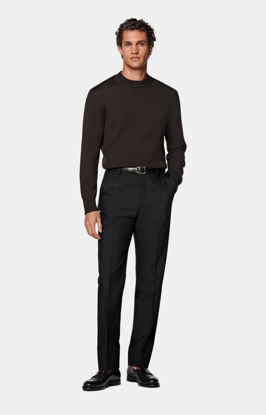 Girocollo Merino marrone scuro
