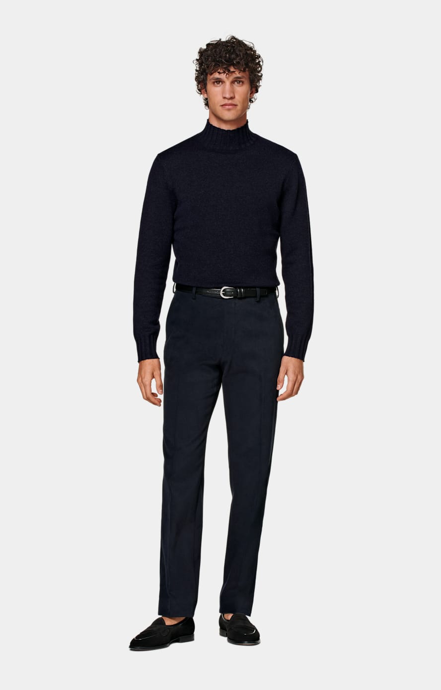 Navy Straight Leg Trousers