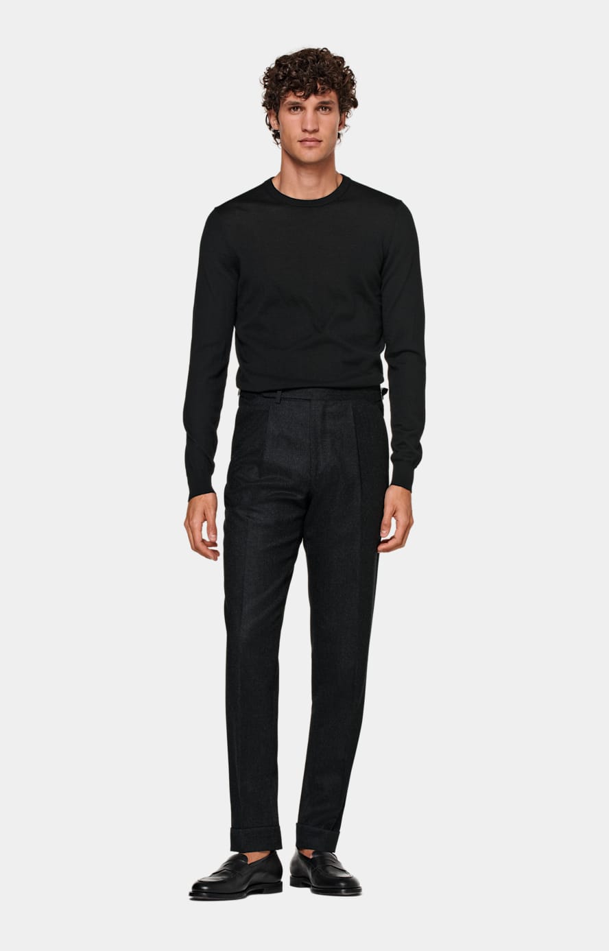 Dark Grey Slim Leg Tapered Pants in Pure S120 s Wool Flannel SUITSUPPLY SUITSUPPLY Canada