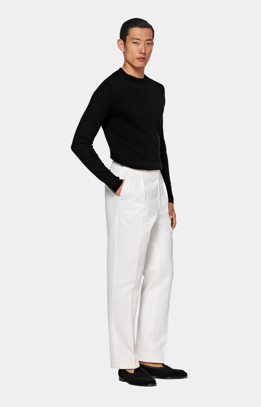 Off-White Wide Leg Tapered Trousers