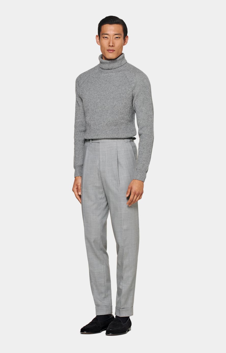 Grey Ribbed Turtleneck