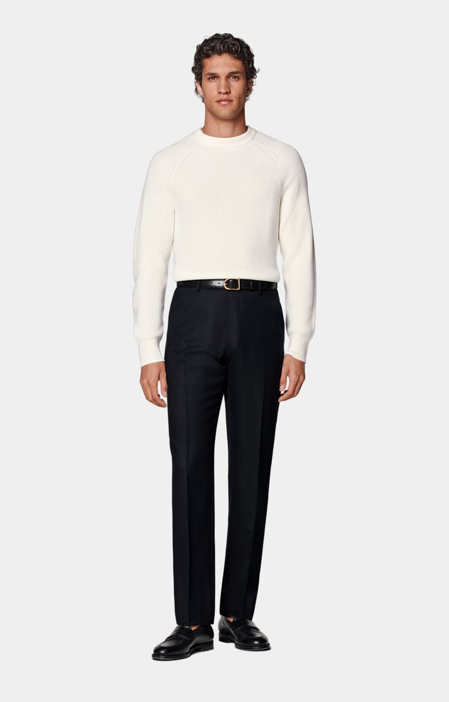 Navy Straight Leg Suit Trousers