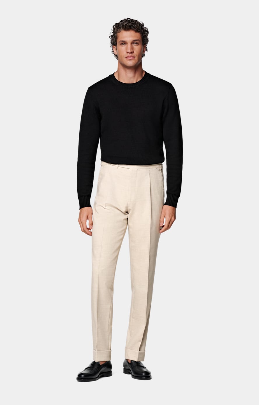 Sand Slim Leg Tapered Suit Trousers