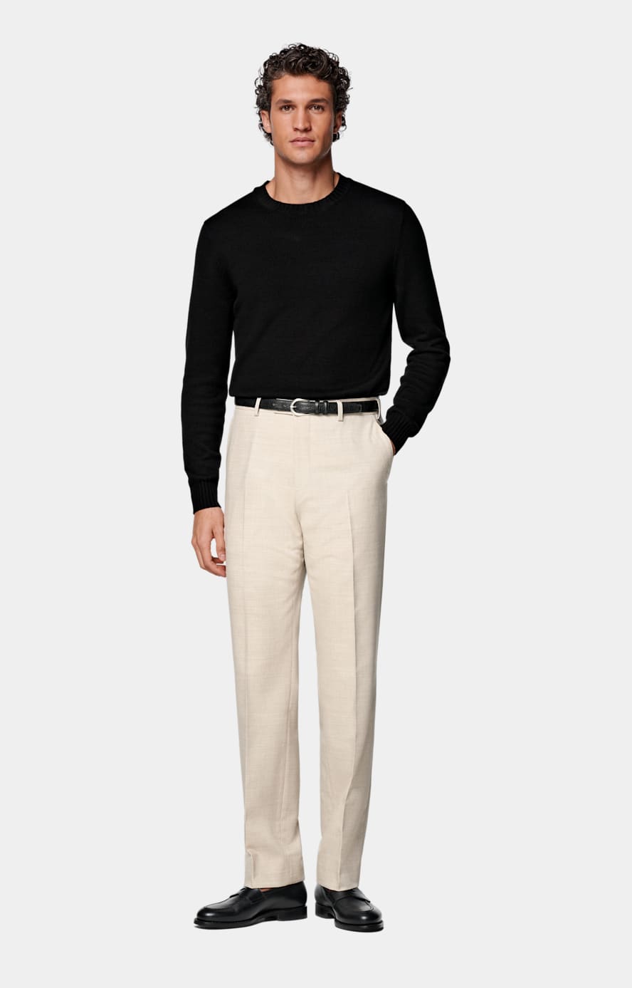 Sand Straight Leg Suit Trousers