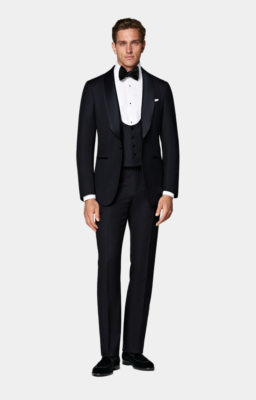 White Plisse Tailored Fit Tuxedo Shirt