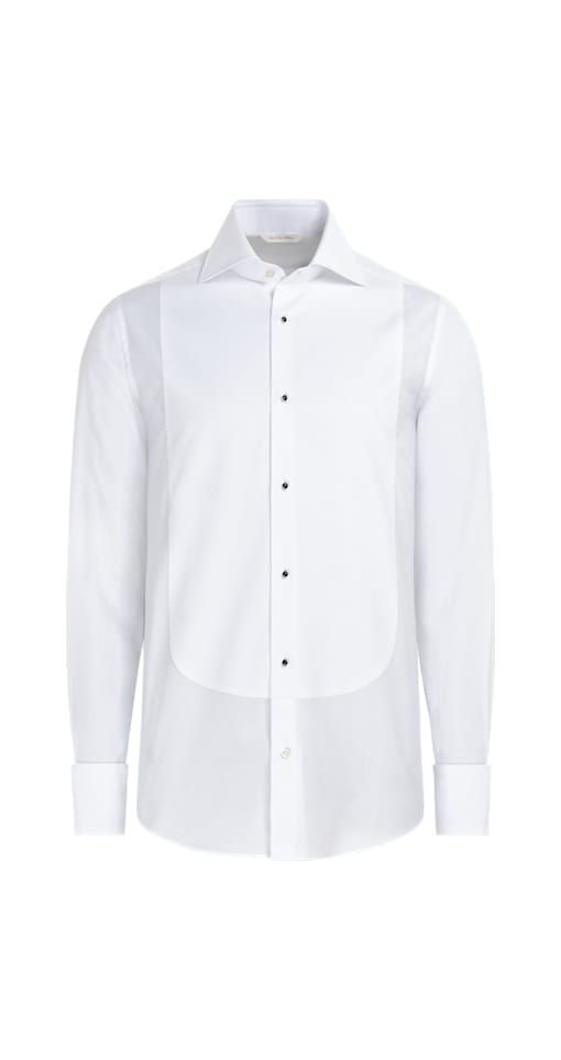 SUITSUPPLY  White Piqué Slim Fit Tuxedo Shirt