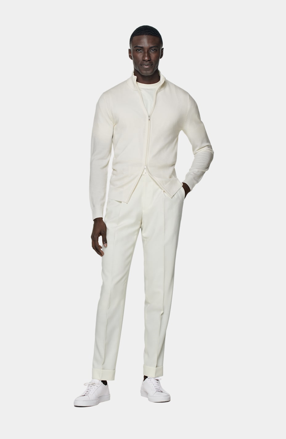 White new arrivals zip cardigan