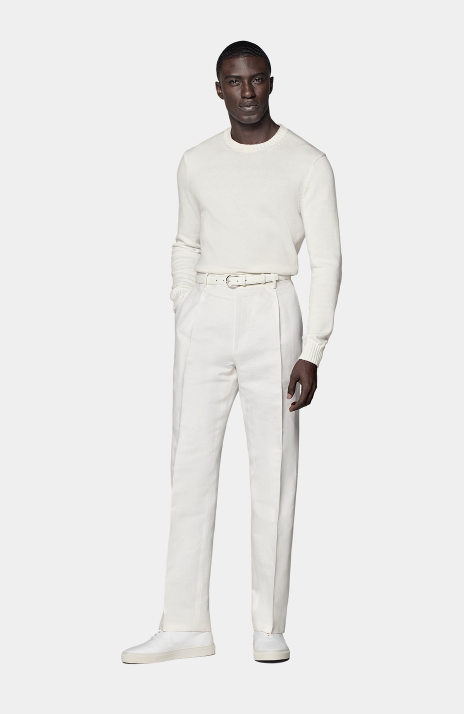White Pleated Duca Trousers