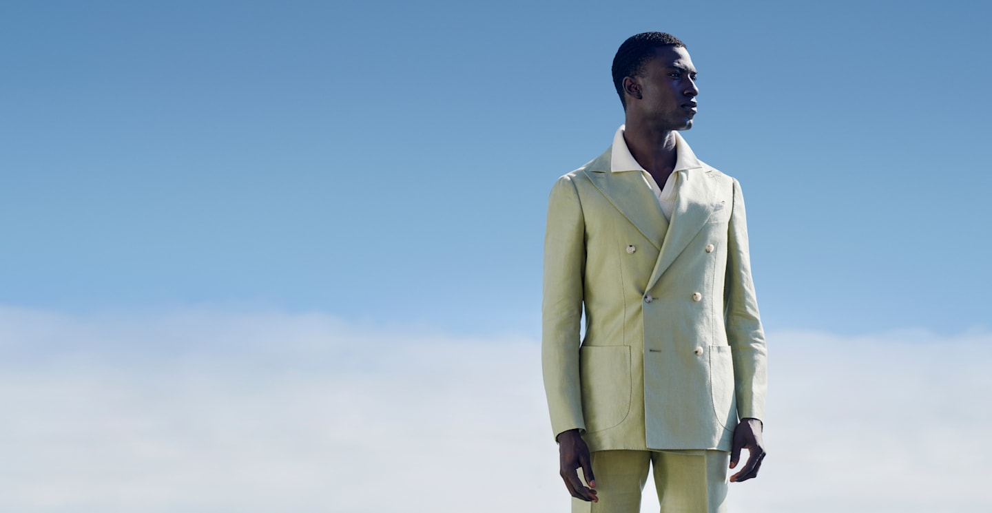 Custom tailored Light Green Double breasted Suit