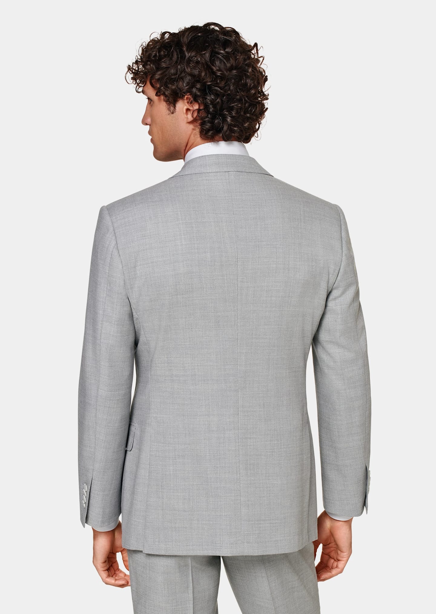 Rear view of grey regular fit suit