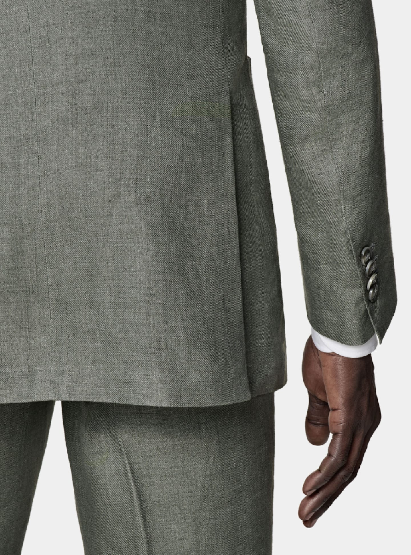 Detail of back of green suit.