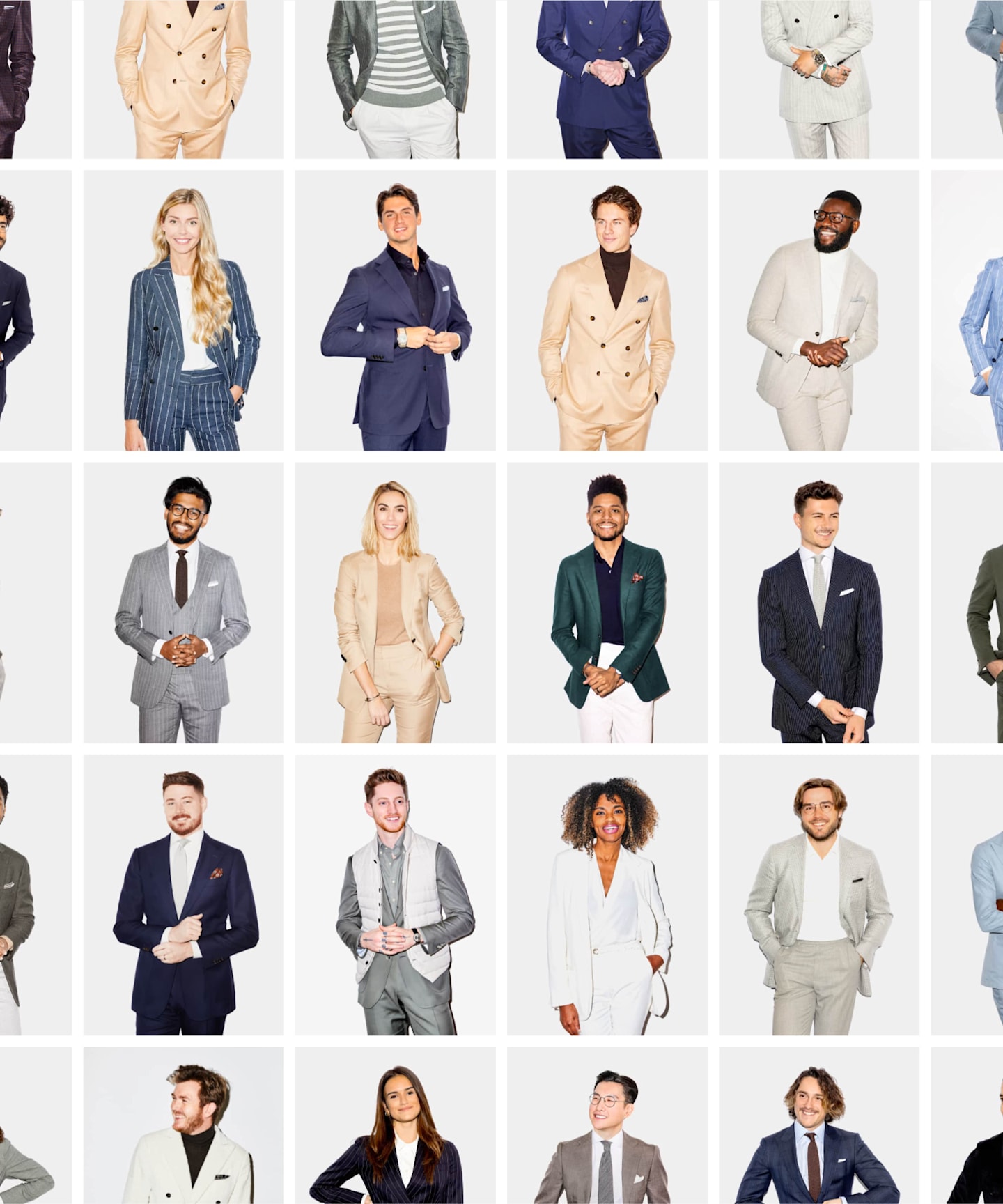 Grid shot of Suitsupply's in-store style experts.