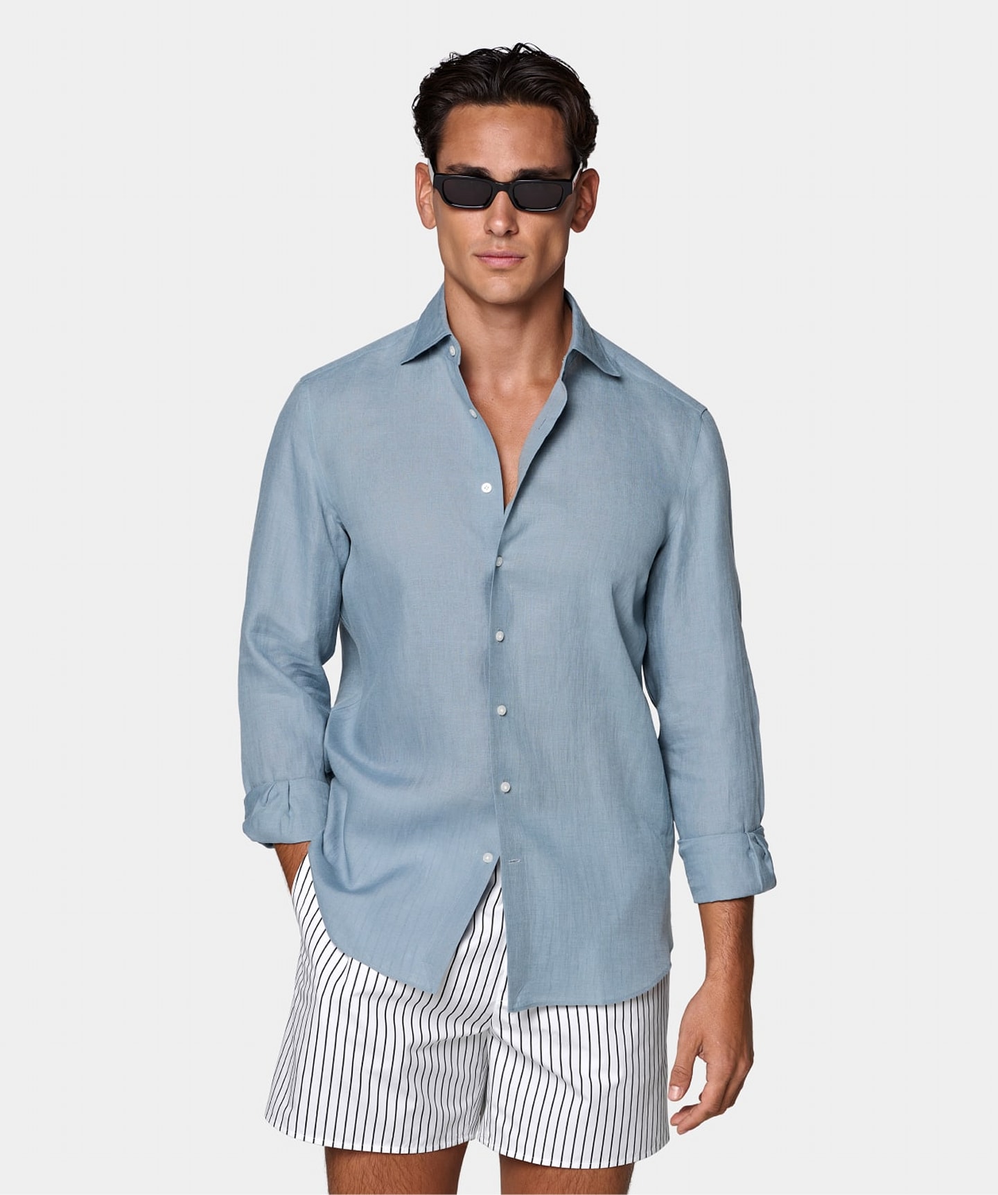 Mid Blue Linen Shirt