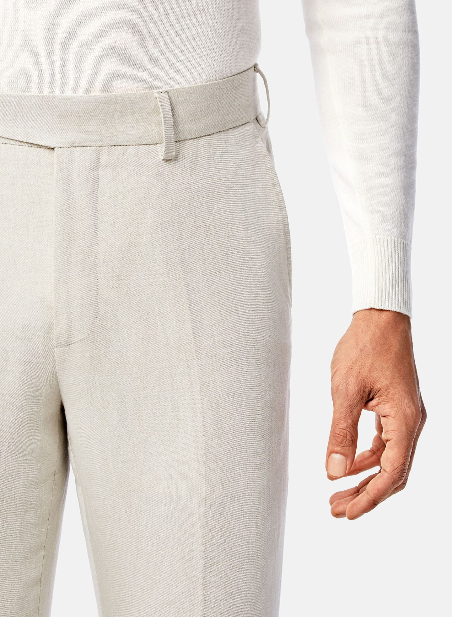 Flat front off-white linen pants