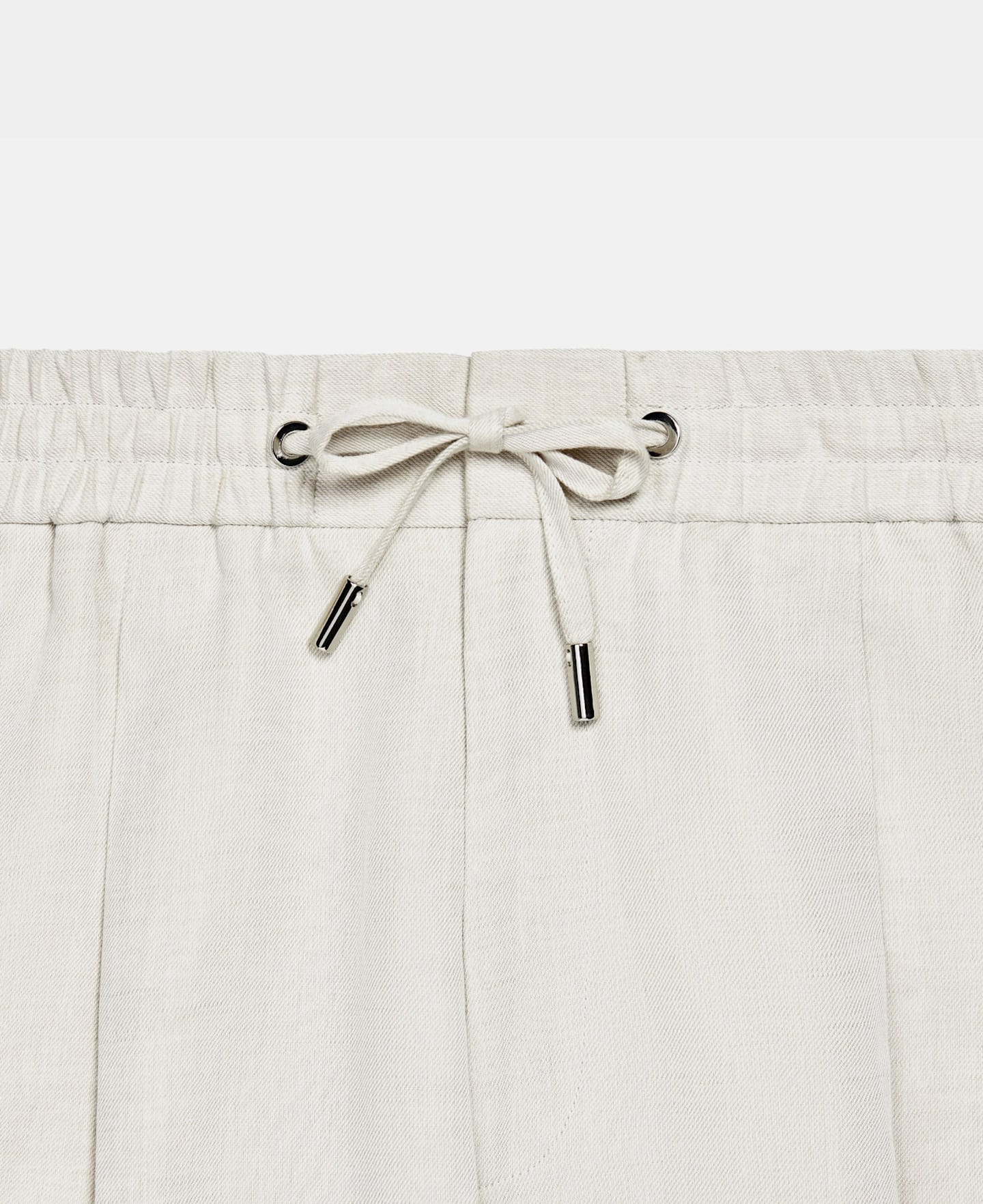 Off-white linen trouser with a drawstring closure