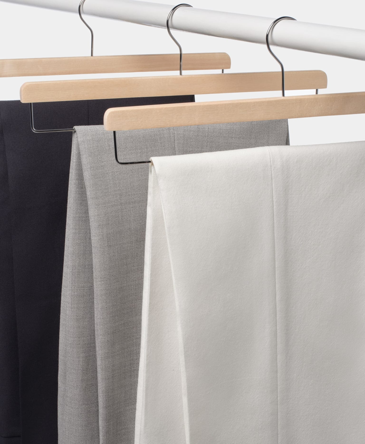 Close-up showing how to correctly hang the trousers