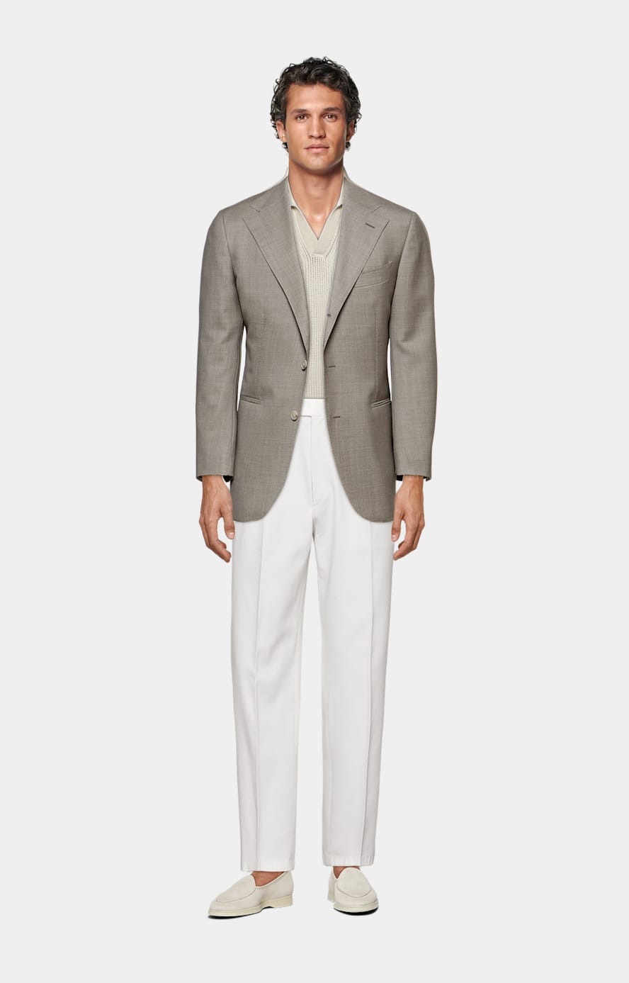 Men's Relais Silk/Cashmere Short Sleeve Buttonless Polo in Sand