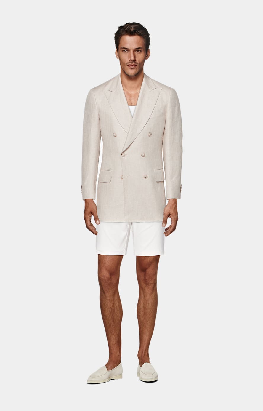 Light Taupe Herringbone Tailored Fit Milano Blazer
