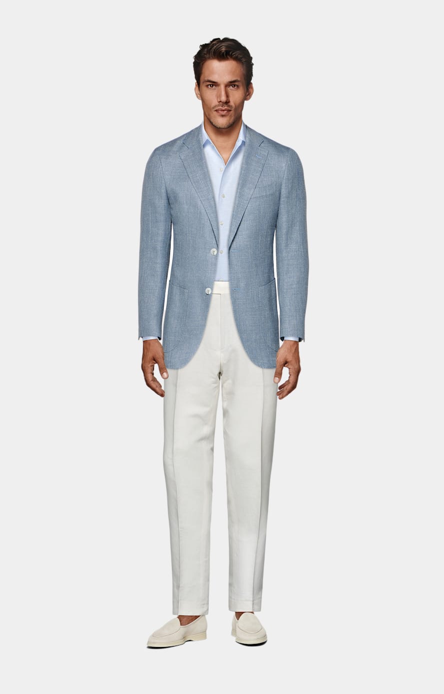 Chemise coupe Slim à col classique d'une seule pièce bleu clair