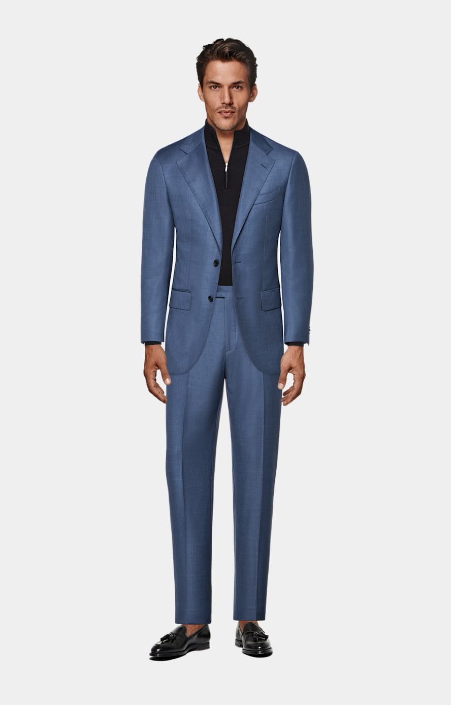 Mid Blue Tailored Fit Havana Suit