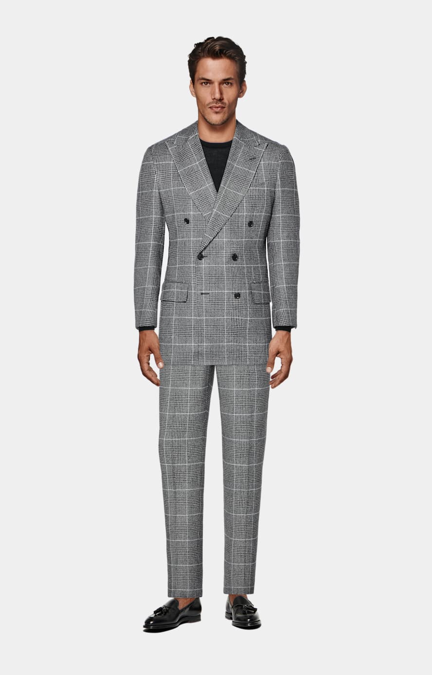 Mid Grey Checked Tailored Fit Milano Suit