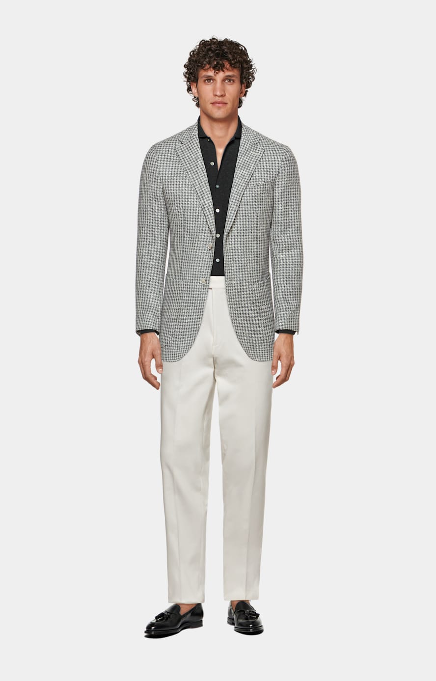 Mid Grey Houndstooth Tailored Fit Havana Blazer