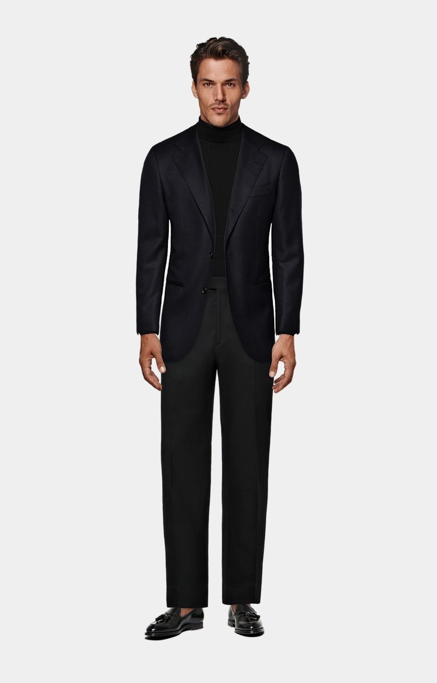 Black Merino Ribbed Turtleneck
