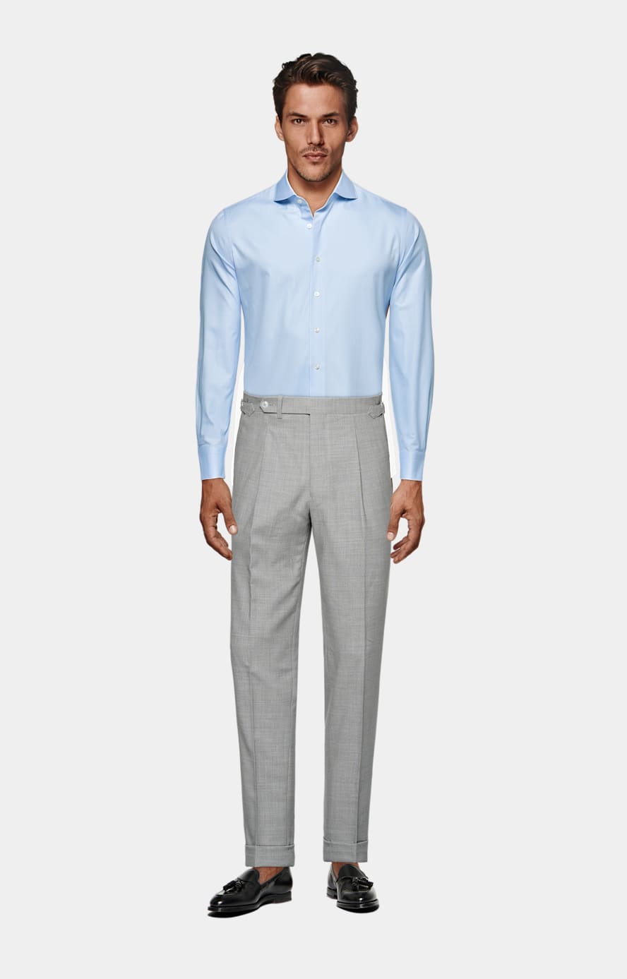 Light Grey Slim Leg Tapered Trousers