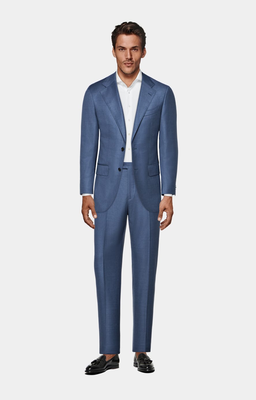 Mid Blue Tailored Fit Havana Suit