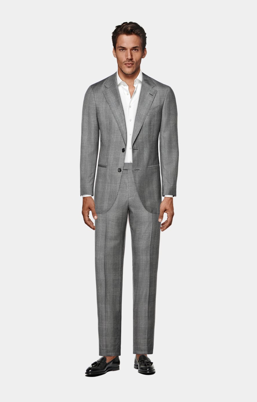 Mid Grey Checked Tailored Fit Havana Suit