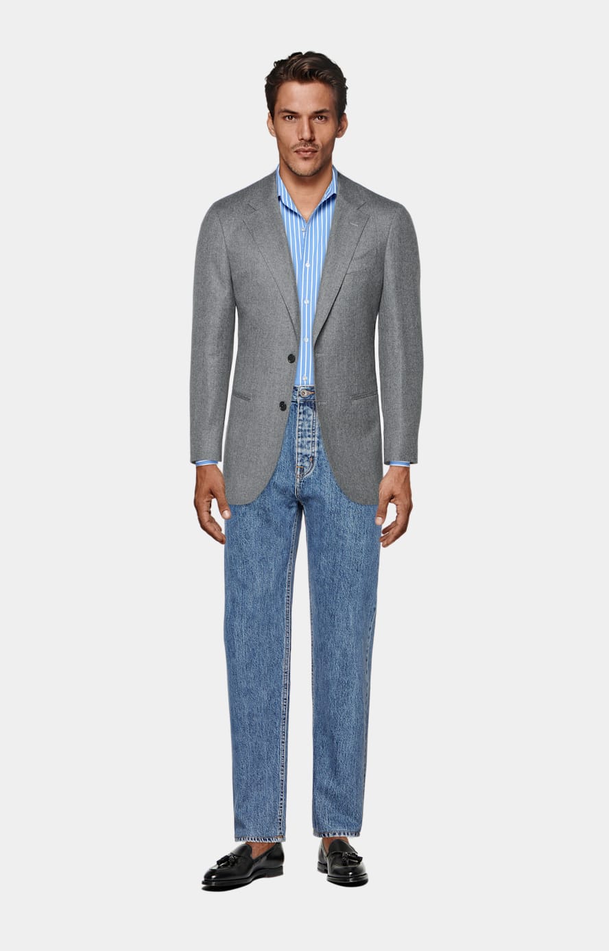 Mid Grey Tailored Fit Havana Suit Jacket
