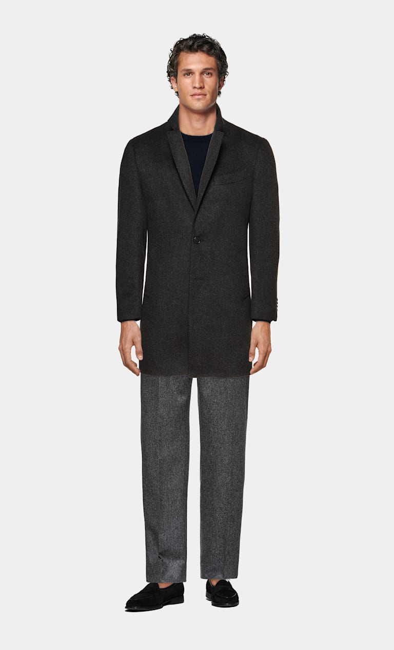 Dark Grey Overcoat in Pure Wool SUITSUPPLY The Netherlands