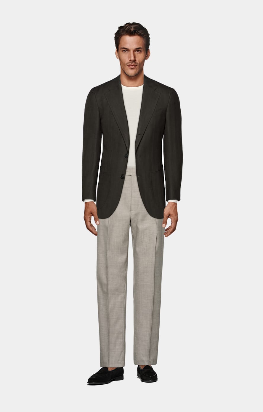 Giacca Havana marrone scuro spina di pesce tailored fit